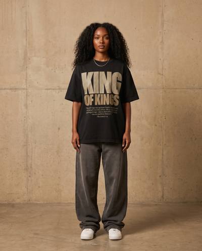 King of Kings – Woman wearing The Word t-shirt