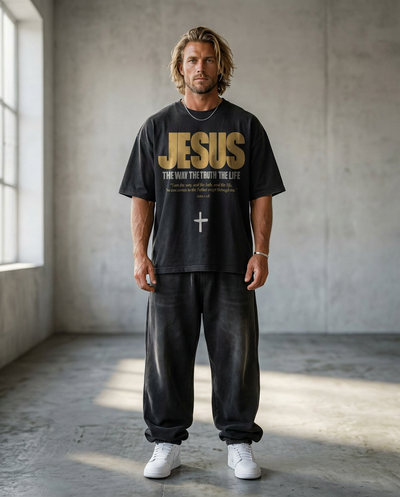 Jesus the Way the Truth the Life – Man wearing The Word t-shirt