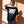 Light Over Darkness tee, black, front print, woman, three quarter thigh up