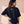 Daughter of the King tee, black, back print, woman, back view crown logo thigh up