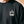 Light Over Darkness tee, black, back print edition, man, front crown chest close up