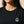 Love Never Ends tee, black, back print edition, woman, front crown chest close up