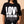 Love Never Ends tee, black, front print, woman, chest close up