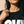 Love Never Ends tee, black, front print, woman, collar close up