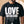 Love Never Ends tee, black, front print, man, chest close up