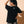 Love Never Ends tee, black, back print, woman, back view hand in hair