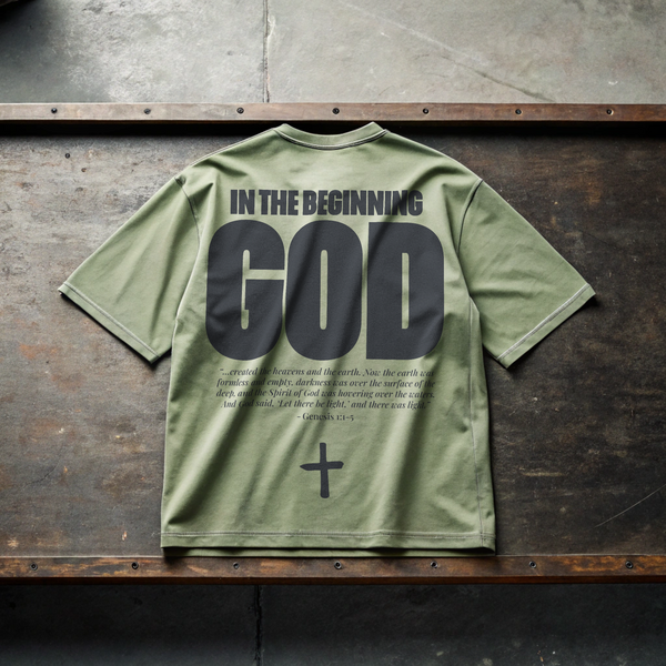 IN THE BEGINNING GOD • SUPER HEAVYWEIGHT • OVERSIZED • T-SHIRT • UNISEX