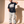 Light of the World tee, black, front print, man, hand on collar full body