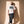 Light of the World tee, white, front print, man, leaning on wall full body