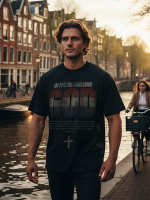 In The Beginning... Holland in Black – Christian T-Shirt by The Word