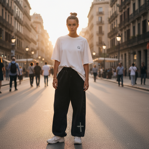 SUPER HEAVYWEIGHT SWEATPANTS - BLACK & OFF WHITE