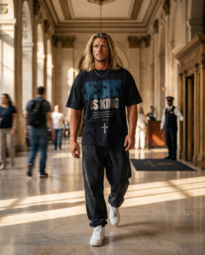 Jesus Is King – Man wearing The Word t-shirt