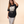 King of Kings MONOCHROME tee, black, front print, woman, hand in hair