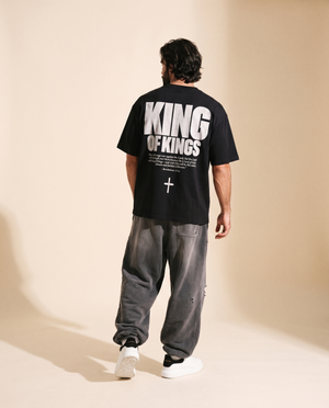 King of Kings MONOCHROME tee, black, back print edition, man, back print walk away