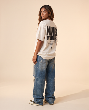 King of Kings MONOCHROME tee, white, back print edition, woman, back print look over