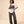 In The Beginning God MONOCHROME tee, white, front print, woman, standing full body