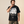 In The Beginning God MONOCHROME tee, black, front print, man, three quarter hand on collar