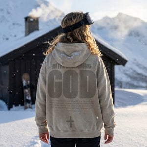 KHAKI SUNFADED  HOODIE · IN THE BEGINNING GOD