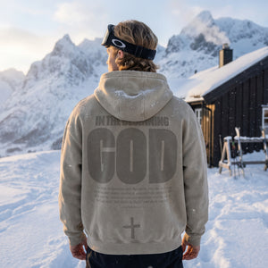 KHAKI SUNFADED  HOODIE · IN THE BEGINNING GOD