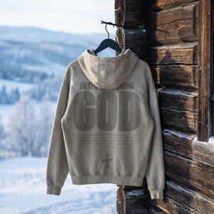 KHAKI SUNFADED  HOODIE · IN THE BEGINNING GOD
