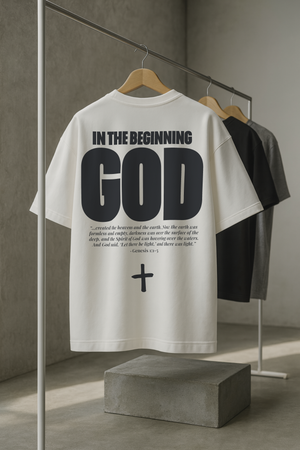 IN THE BEGINNING GOD • SUPER HEAVYWEIGHT • OVERSIZED • T-SHIRT • UNISEX