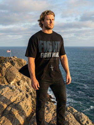 Fight Fight Fight - Blue in Black – Christian T-Shirt by The Word