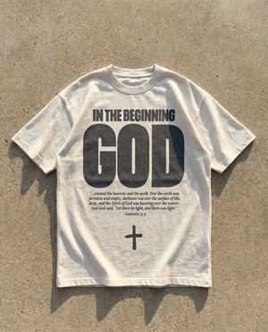 In the Beginning God Basic White - Christian T-Shirt by The Word