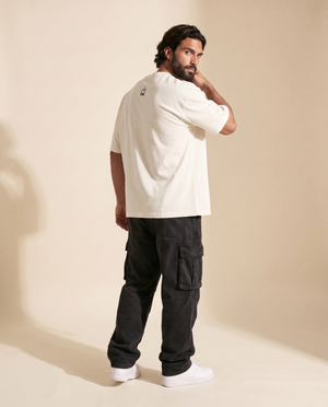 King of Kings MONOCHROME tee, white, back print, man, three quarter crown