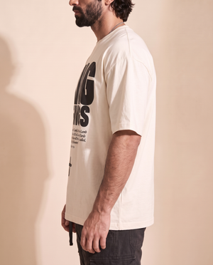 King of Kings MONOCHROME tee, white, front print, man, side sleeve