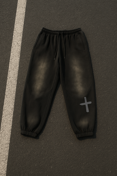 Heavyweight Sweatpants Black & Off White in Smoky Black – Christian Sweatpants by The Word
