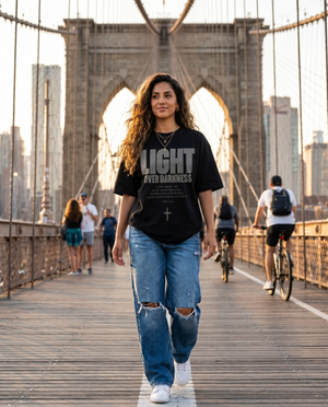 Light Over Darkness Black - Lifestyle - Christian T-Shirt by The Word