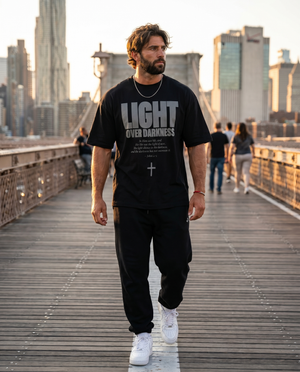 Light Over Darkness Black - Lifestyle - Christian T-Shirt by The Word