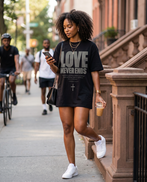 Love Never Ends Black - Lifestyle - Christian T-Shirt by The Word