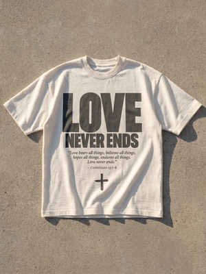 Love Never Ends Basic White - Christian T-Shirt by The Word