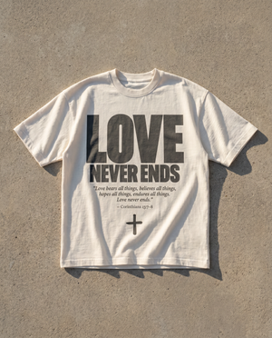 Love Never Ends Basic White - Christian T-Shirt by The Word