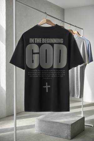 IN THE BEGINNING GOD • SUPER HEAVYWEIGHT • OVERSIZED • T-SHIRT • UNISEX