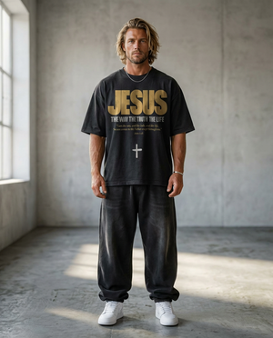 Jesus the Way the Truth the Life – Man wearing The Word t-shirt