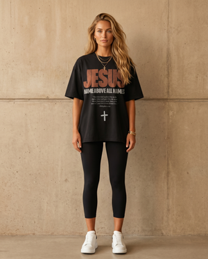 Jesus Name Above All Names – Woman wearing The Word t-shirt