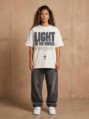 Light of the World White Tee – Woman wearing The Word t-shirt