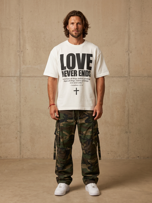 Love Never Ends White Tee – Man wearing The Word t-shirt