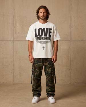 Love Never Ends White Tee – Man wearing The Word t-shirt