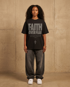 Faith Over Fear Black Tee – Woman wearing The Word t-shirt