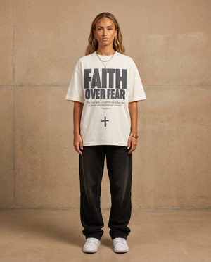 Faith Over Fear White Tee – Woman wearing The Word t-shirt