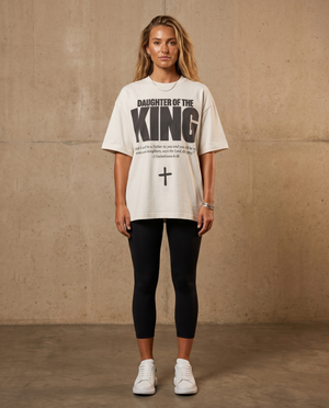 Daughter of the King White Tee – Woman wearing The Word t-shirt