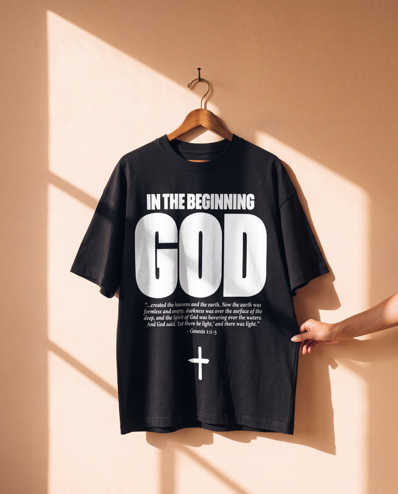 IN THE BEGINNING GOD · BLACK & WHITE