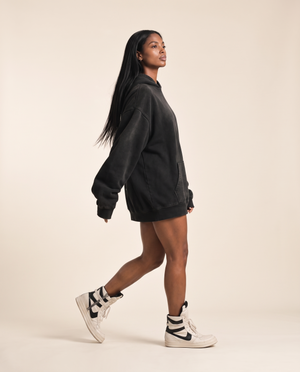 BLACK FADED HOODIE · IN THE BEGINNING GOD