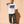 Light Over Darkness tee, white, front print, woman, standing full body