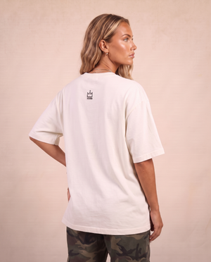 Faith Over Fear MONOCHROME tee, white, back print, woman, crown